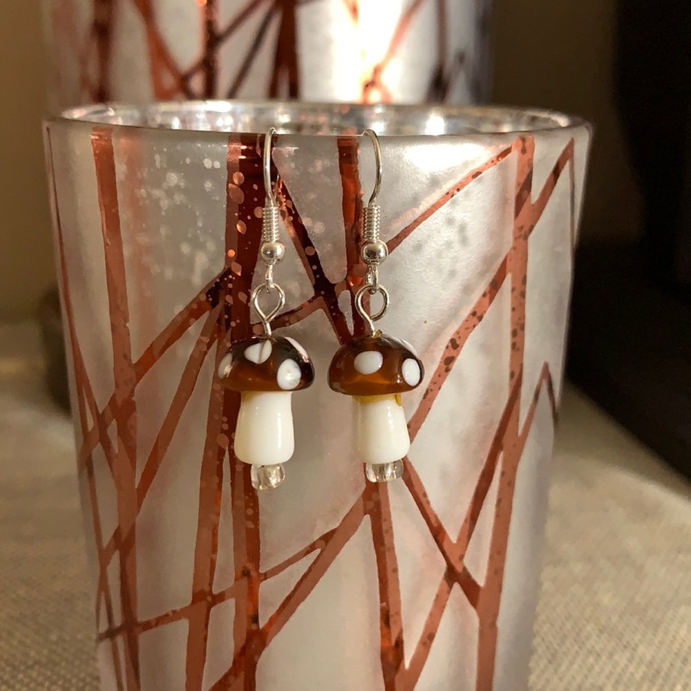 Handmade Mini Mushroom Earrings